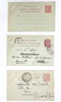 Lot de 57 entiers cartes postales 10c semeuse lignée rose avec illustrations dessinées ou peintes à la main. TB