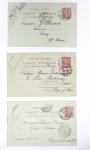 Lot de 57 entiers cartes postales 10c semeuse lignée rose avec illustrations dessinées ou peintes à la main. TB