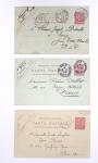 Lot de 57 entiers cartes postales 10c semeuse lignée rose avec illustrations dessinées ou peintes à la main. TB