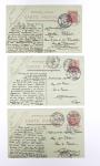 Lot de 57 entiers cartes postales 10c semeuse lignée rose avec illustrations dessinées ou peintes à la main. TB