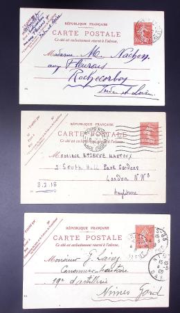 Lot de 21 entiers cartes postales 10c semeuse camée