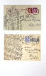 Lot de 12 entiers cartes postales divers types (Semeuse - Paix - Gandon - Muller dont 1 rare CP 18F Muller) bleu avec illustrations dessinées ou peintes à la main