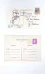 Lot de 12 entiers cartes postales divers types (Semeuse - Paix - Gandon - Muller dont 1 rare CP 18F Muller) bleu avec illustrations dessinées ou peintes à la main