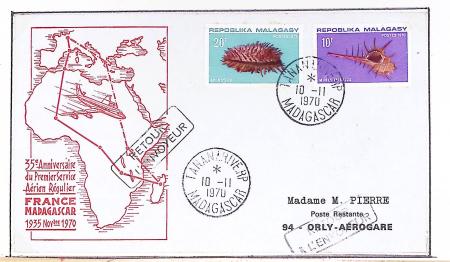 42 premiers vols de la ligne France-Madagascar (1947 - 1960) + 3 divers. TB