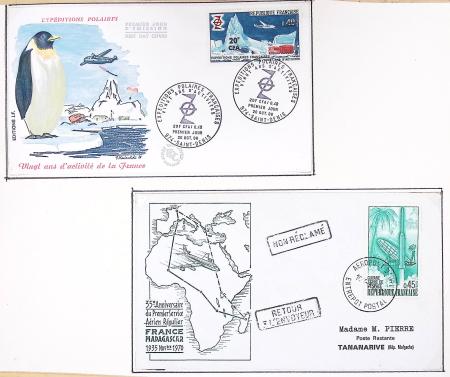 42 premiers vols de la ligne France-Madagascar (1947 - 1960) + 3 divers. TB