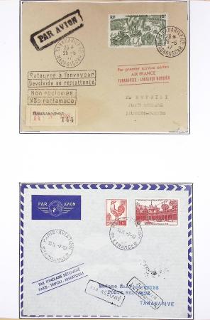 42 premiers vols de la ligne France-Madagascar (1947 - 1960) + 3 divers. TB