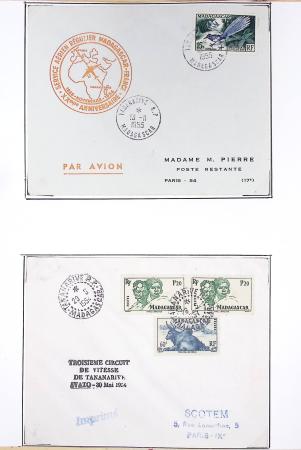42 premiers vols de la ligne France-Madagascar (1947 - 1960) + 3 divers. TB