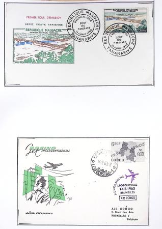 42 premiers vols de la ligne France-Madagascar (1947 - 1960) + 3 divers. TB