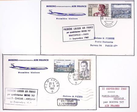 42 premiers vols de la ligne France-Madagascar (1947 - 1960) + 3 divers. TB
