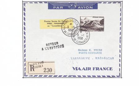 42 premiers vols de la ligne France-Madagascar (1947 - 1960) + 3 divers. TB