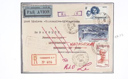 42 premiers vols de la ligne France-Madagascar (1947 - 1960) + 3 divers. TB