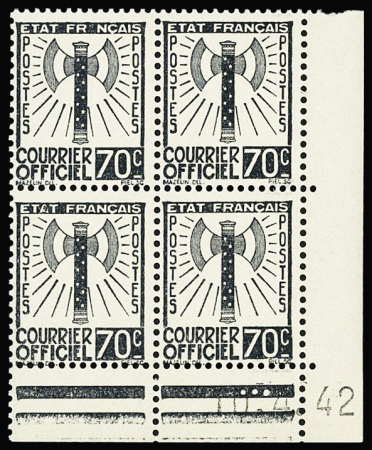 N°1 à 15 Série Francisque en blocs de 4 coins datés, neufs **, RR et TB