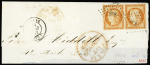 N°5A 40c orange-vif, paire bien margée, obl. PC sur
