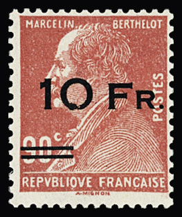 N°3 10F sur 90c rouge Berthelot, neuf **, très frais,