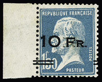 N°4 10F sur 1f50 bleu Pasteur, variété double frappe