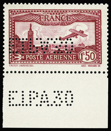 N°6d 1f50 carmin perforé EIPA 30, variété perforation