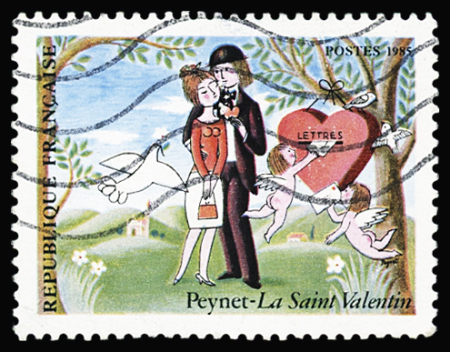 N°2354b Saint Valentin de Peynet, variété valeur omise,