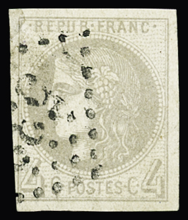 N°41A 4c gris Report 1, obl. GC, TB, rare. Signé Calves,