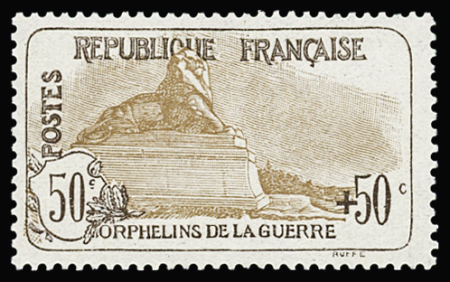 N°153 Orphelins, 50c + 50c brun clair, neuf **, très