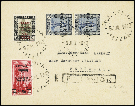 N°19 (x2) + 7 +PA n°2 sur lettre par avion de Sebha