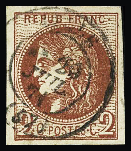 N°40Bf 2c rouge-brique foncé, obl., très belle nuance,
