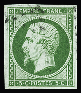 N°12c 5c vert foncé sur vert, obl., TB