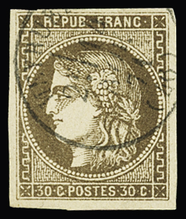 N°47a 30c brun clair, obl. càd T17 Meyrueis (46) Lozère,