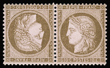 N°58c 10c brun sur rose en paire tête-bêche, neuf *,