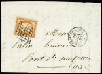 N°5 40c orange obl. grille sur lettre de Clermont-de-l'Oise