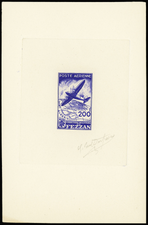 POSTE AERIENNE N°5 200f bleu, épreuve d'artiste signée