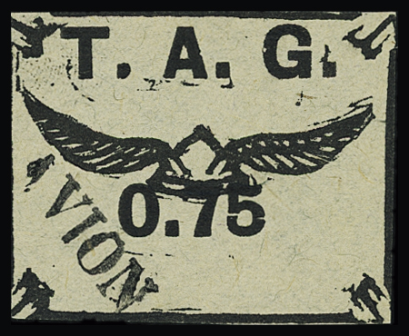 POSTE AERIENNE N°4A 75c noir sur gris, obl., TB. Signé