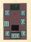 N°14 20c bleu, sélection de 32 timbres dont n°14A neuf