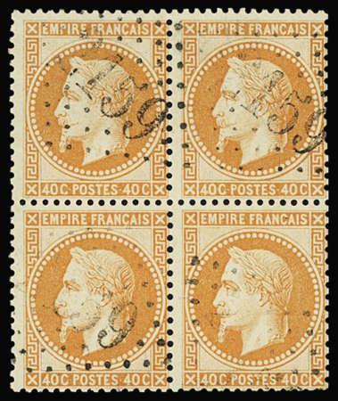 N°31 40c orange, bloc de 4 obl. GC 2159 de Magnac-Laval