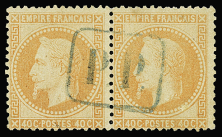 VOLO N°31 40c orange en paire obl. PP bleu, TB, rare.