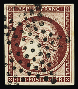 N°6 1f carmin, obl. étoile de Paris, TTB. Signé