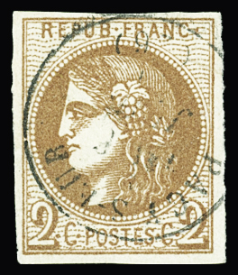 N°40Bd 2c brun-rouge foncé, obl. cad type 16, TTB.