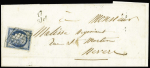 Cursive "17 Blet" (Cher) + grille sur n°4 25c bleu