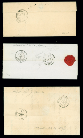 N°10 25c bleu : sélection de 6 lettres avec nuances,