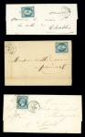 N°10 25c bleu : sélection de 6 lettres avec nuances,