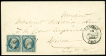 N°10 25c bleu, paire obl. PC 1685 sur enveloppe de