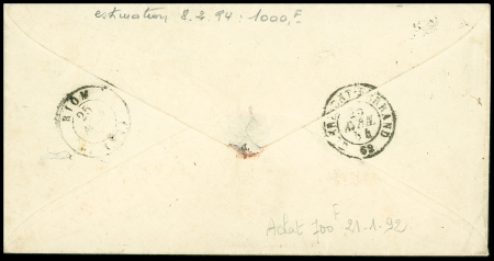 N°10 25c bleu, paire obl. PC 1685 sur enveloppe de