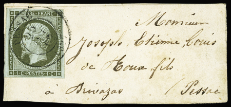 N°11 1c olive, bien margé, obl. càd Pessac 1862 sur