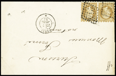 N°13A piquage SUSSE en paire obl. losange J sur lettre