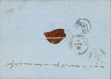 N°13Ab +14Aa (x2) obl. PC 2691 sur lettre de Roanne