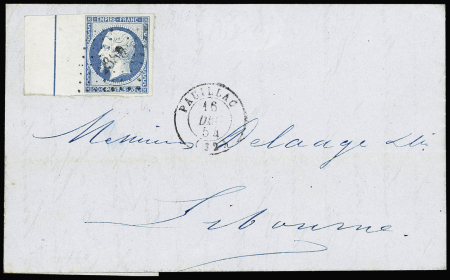 N°14Ai 20c bleu laiteux, filet d'encadrement sur bord