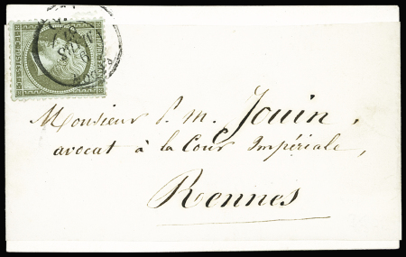 N°19 1c vert-olive obl. càd Redon (Ille-et-Vilaine)