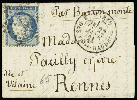 LE TORRICELLI N°37 (pd) obl. étoile sur lettre par