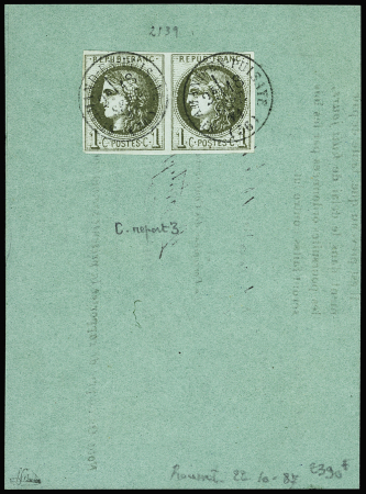 N°39C 1c  olive en paire obl. càd T17 St-Amand-en-Pusaye