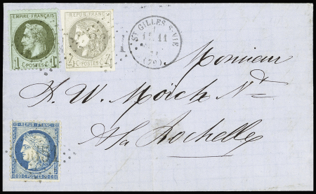 N°41B 4c gris +n°25 +n°37 obl. GC sur lettre de St-Gilles-s-Vie