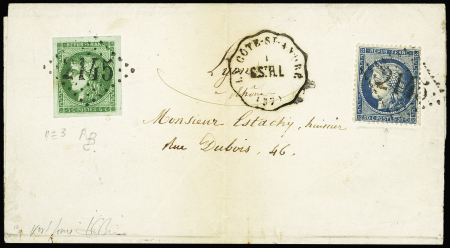 N°42Be vert très foncé +n°37 obl. GC 2145 de Lyon sur